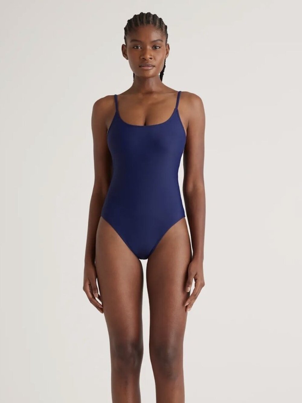 Quince Italian Cami‎ One Piece Swimsuit - Deep Navy - Sz L NWT